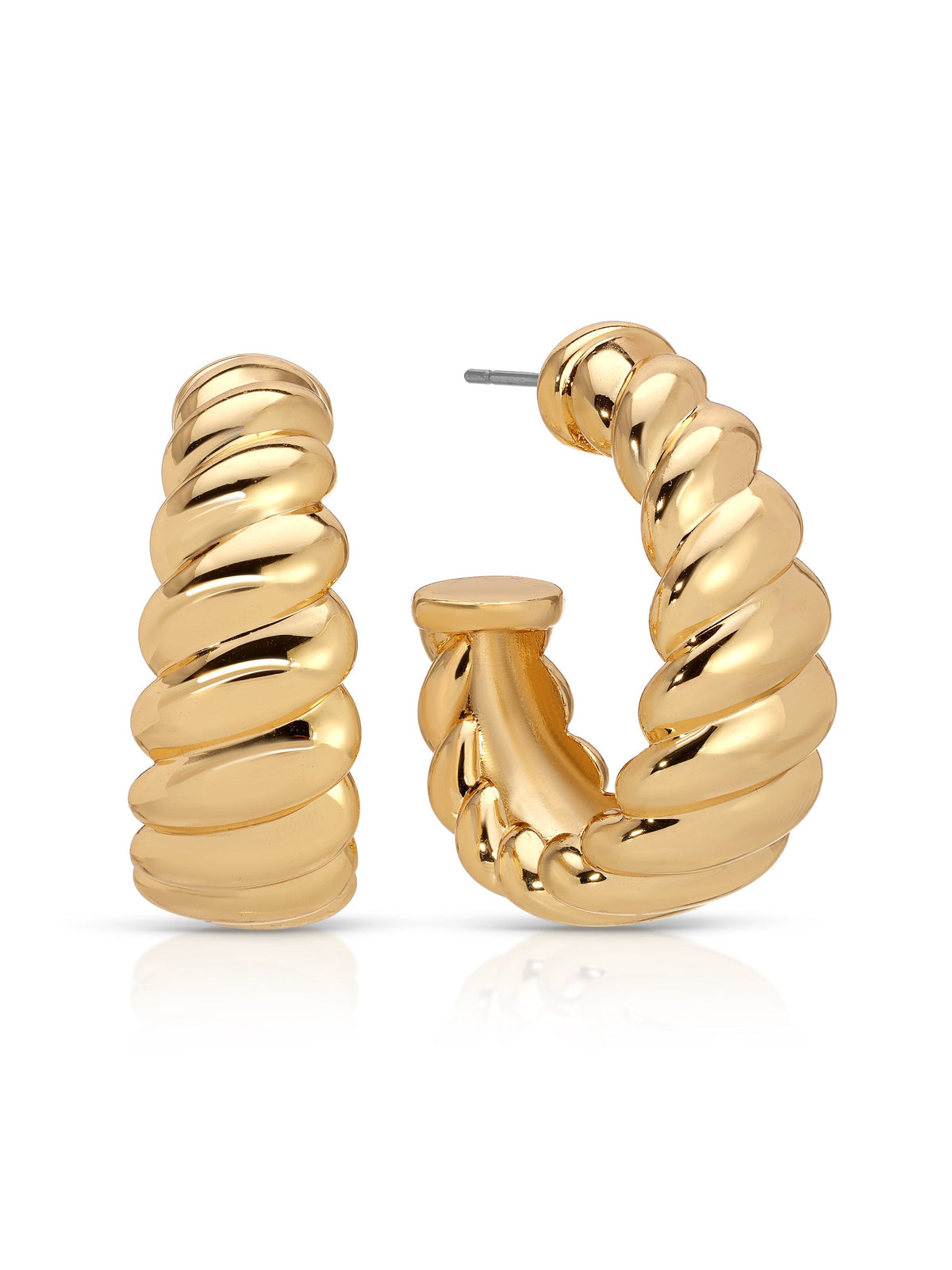 Modern Ribbed Hoops - Silver Plated | Ettika