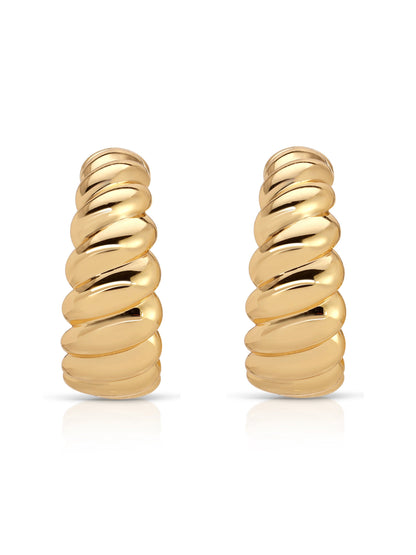 Modern Ribbed Hoops - Silver Plated | Ettika