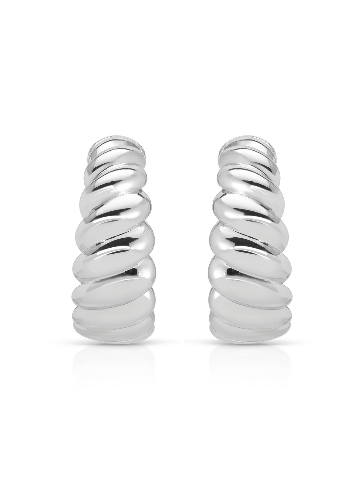 Modern Ribbed Hoops - Silver Plated | Ettika