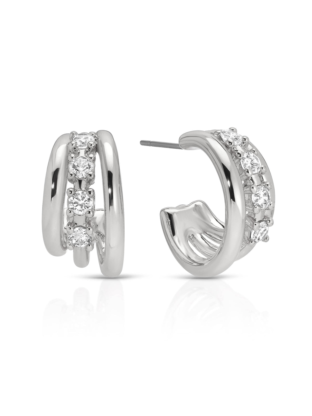 Mini Gleam Hoops - Clear Crystal with 18k Gold Plating | Ettika