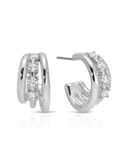 Mini Gleam Hoops - Clear Crystal with 18k Gold Plating | Ettika