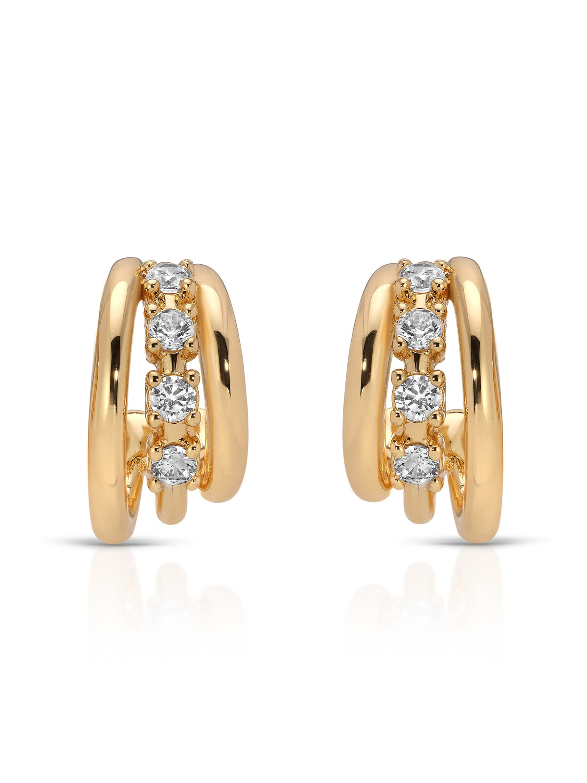 Mini Gleam Hoops - Clear Crystal with 18k Gold Plating | Ettika
