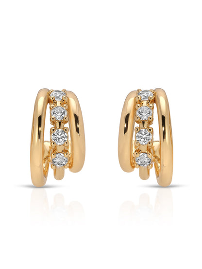 Mini Gleam Hoops - Clear Crystal with 18k Gold Plating | Ettika