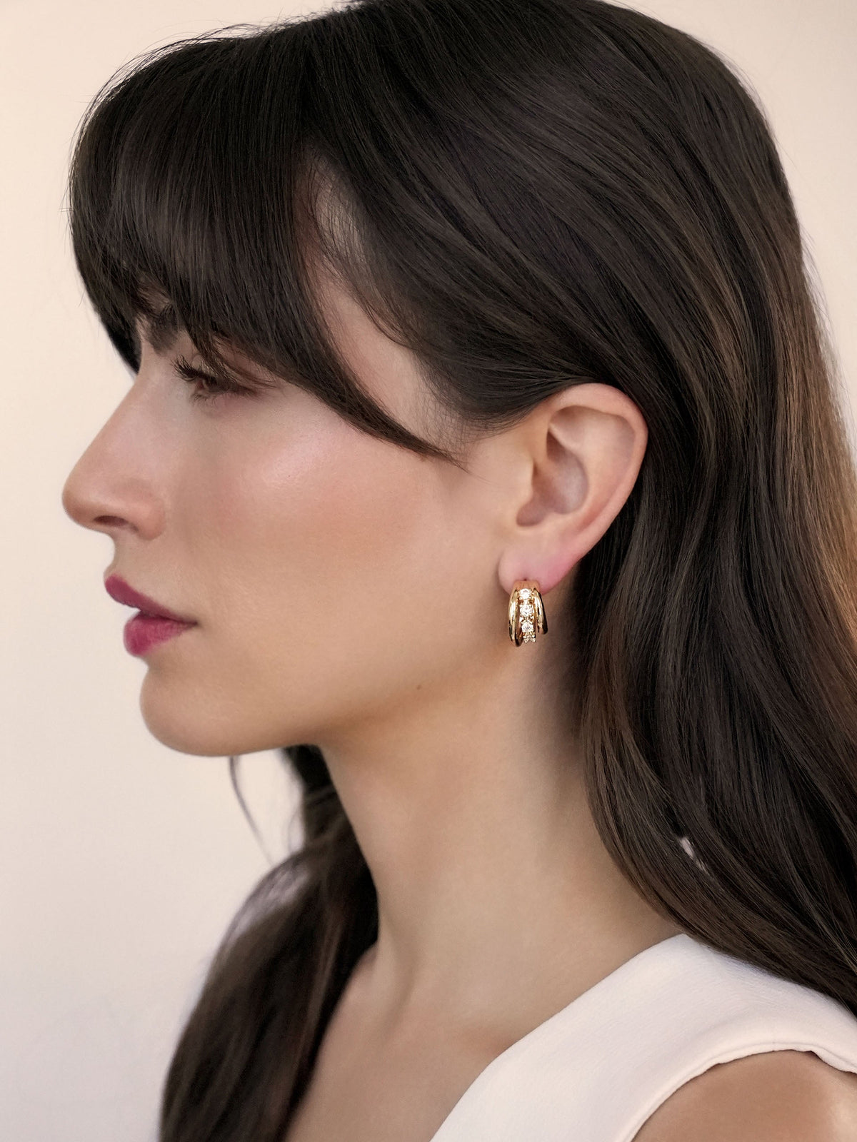Mini Gleam Hoops - Clear Crystal with 18k Gold Plating | Ettika
