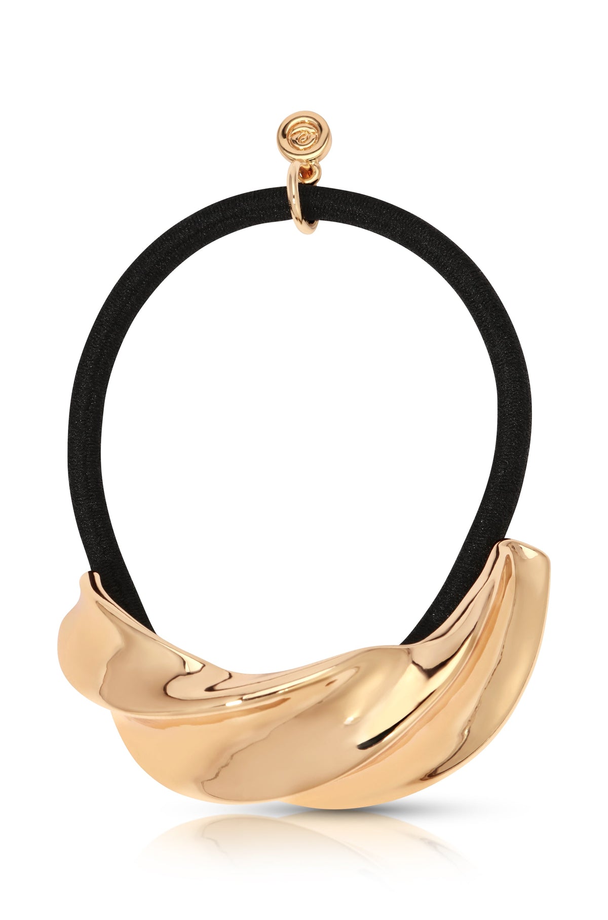 Golden Twist Hair Tie - Gold Tone with Black Elastic | Ettika