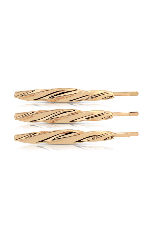 Golden Twist Barrette Set - Gold Tone | Ettika