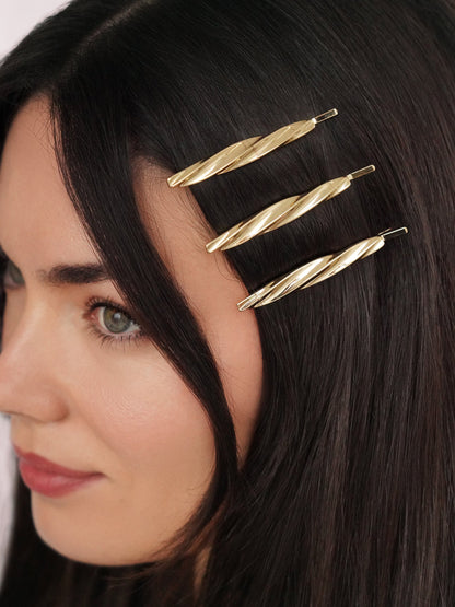 Golden Twist Barrette Set - Gold Tone | Ettika