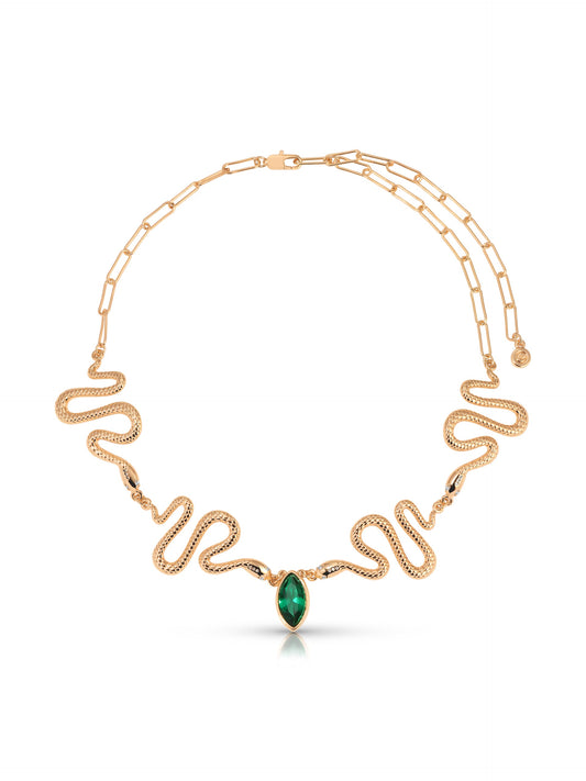 Serpentina Snake Choker - Emerald Crystal with 18k Gold Plating | Ettika