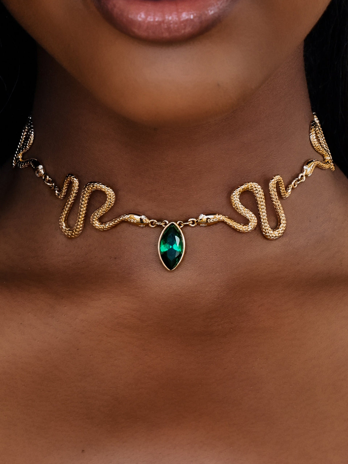 Serpentina Snake Choker - Emerald Crystal with 18k Gold Plating | Ettika