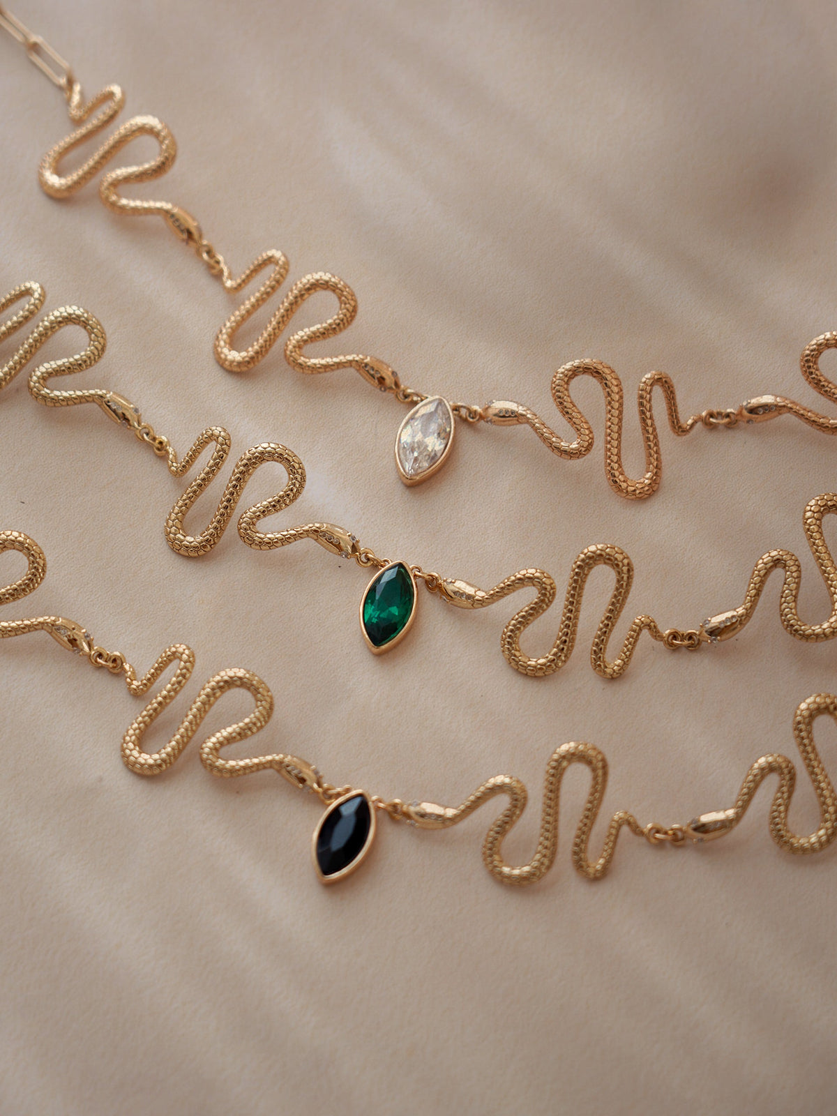 Serpentina Snake Choker - Emerald Crystal with 18k Gold Plating | Ettika