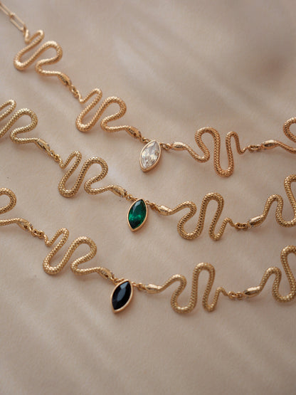 Serpentina Snake Choker - Emerald Crystal with 18k Gold Plating | Ettika