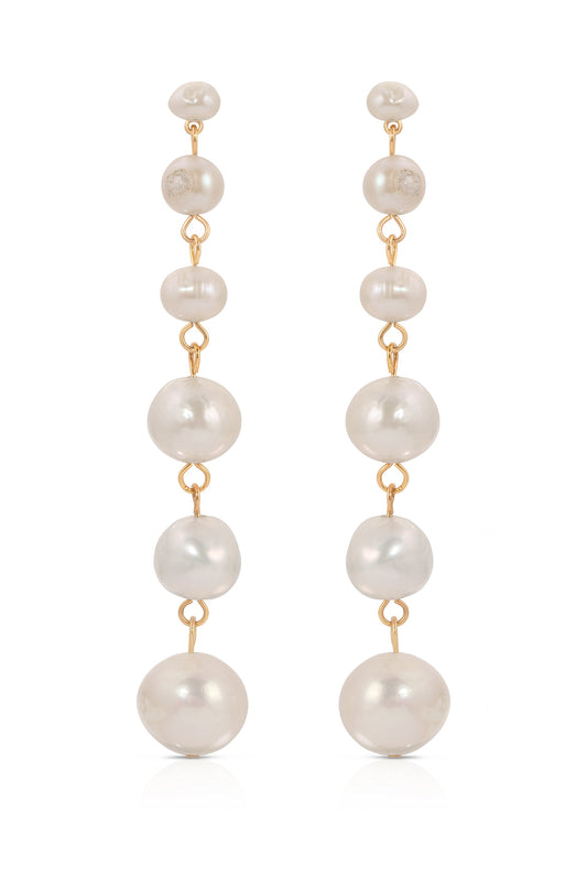 Graduating Freshwater Pearl Earrings - Freshwater Pearl | Ettika