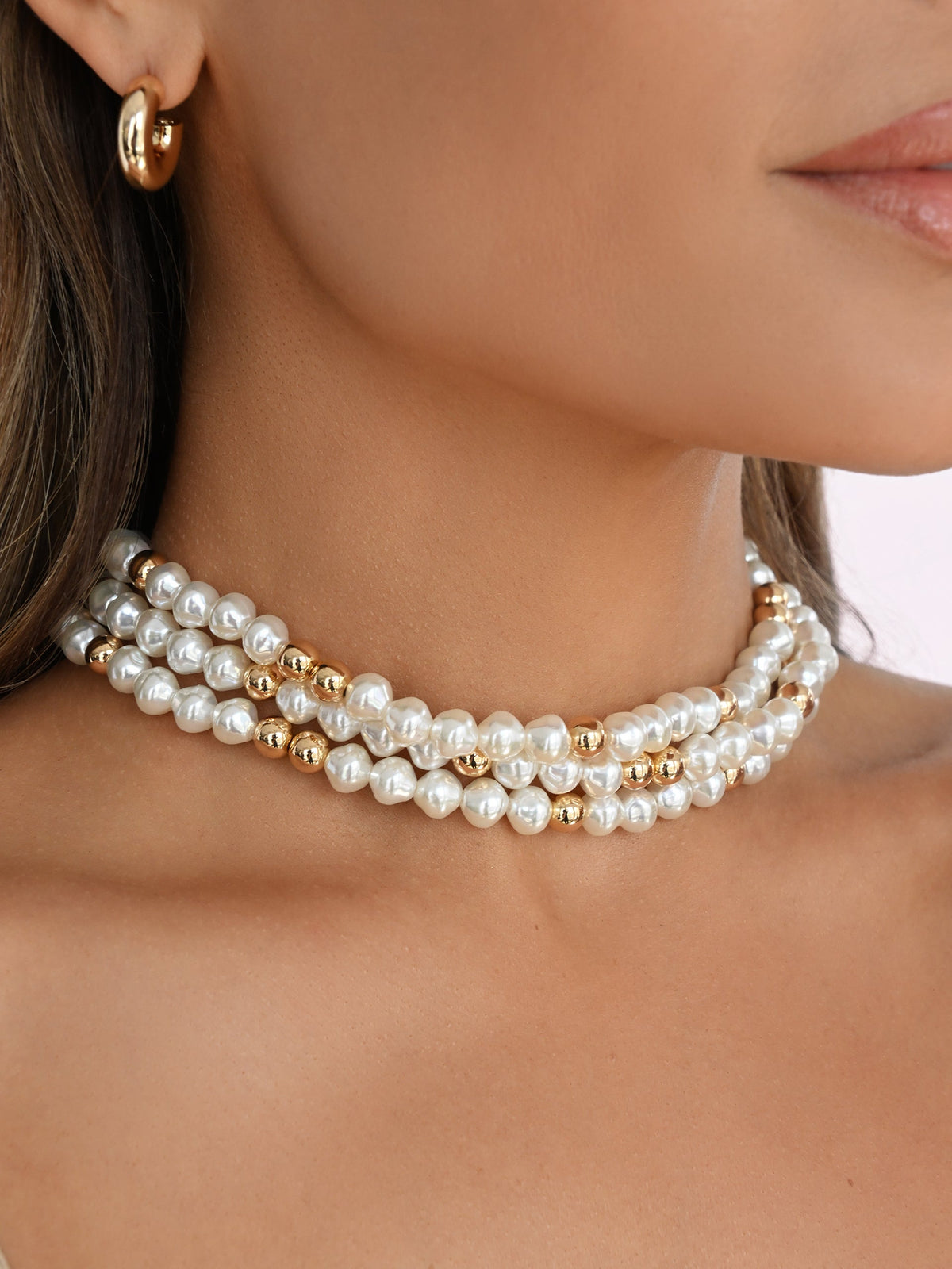 Pearl Row Choker - Pearl | Ettika