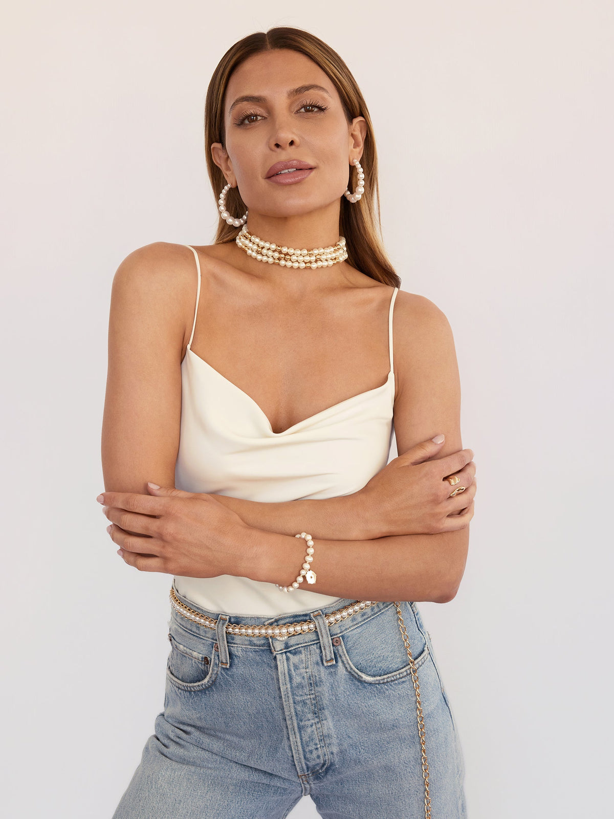 Pearl Row Choker - Pearl | Ettika