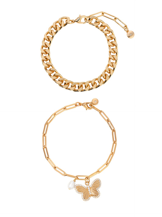 Butterfly Bracelet Set - 18k Gold Plated | Ettika