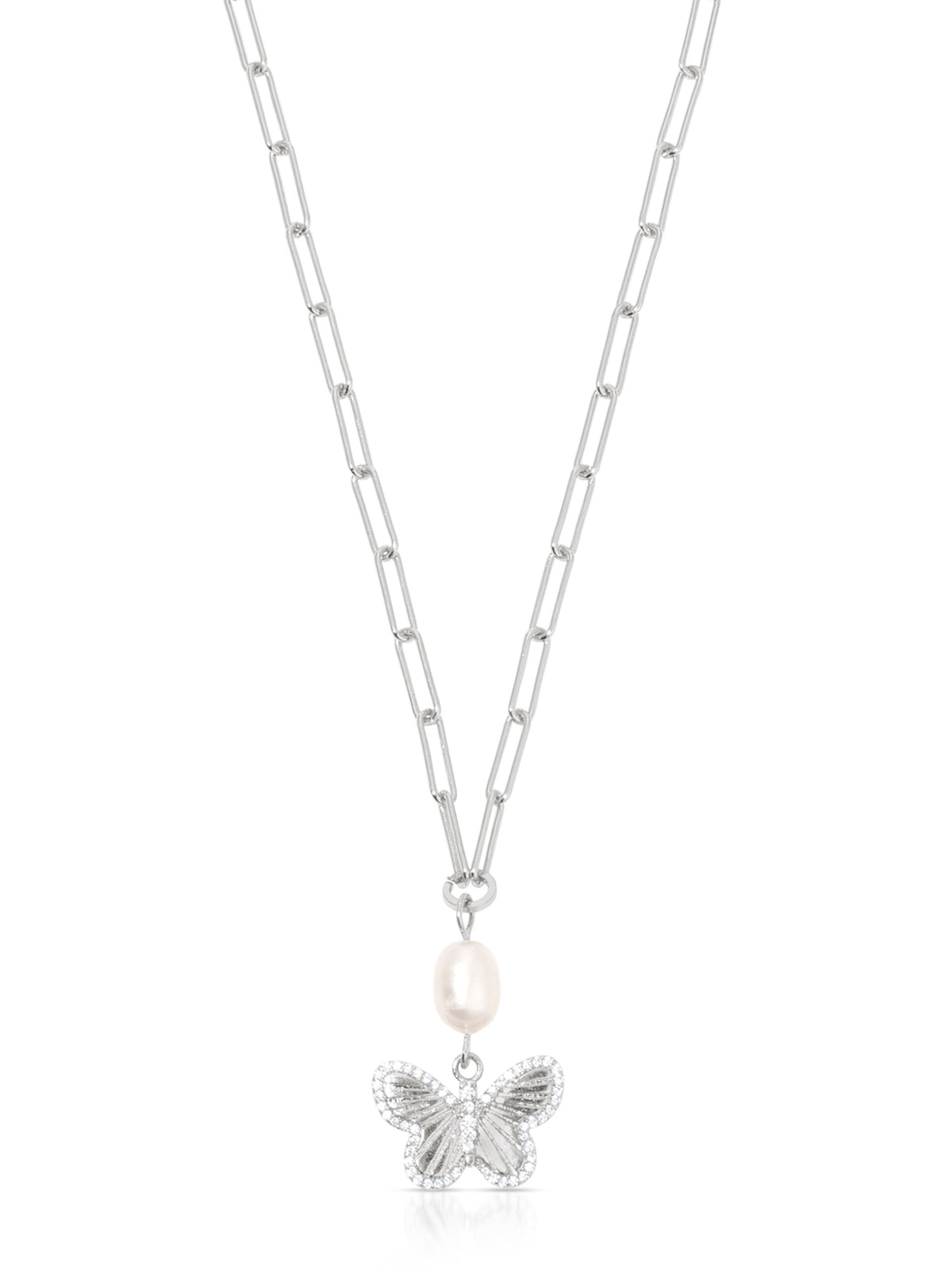 Butterfly Pearl Chain Necklace - Pearl with 18k Gold Plating | Ettika