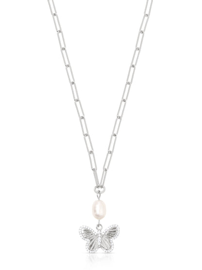 Butterfly Pearl Chain Necklace - Pearl with 18k Gold Plating | Ettika