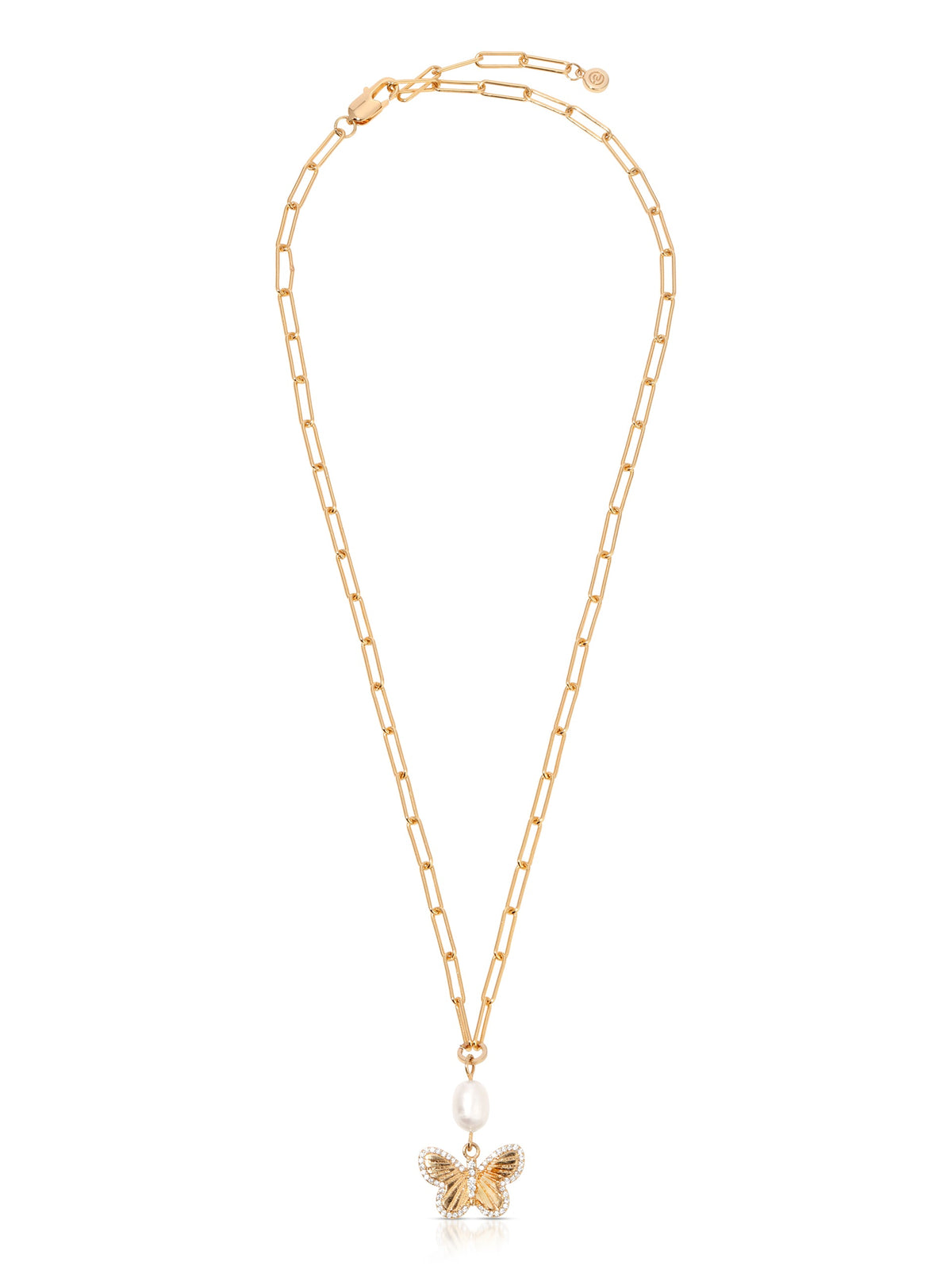Butterfly Pearl Chain Necklace - Pearl with 18k Gold Plating | Ettika