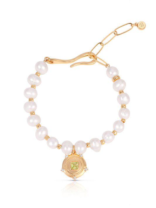 Eternal Gleam Pearl Bracelet - Peridot with 18k Gold Plating | Ettika