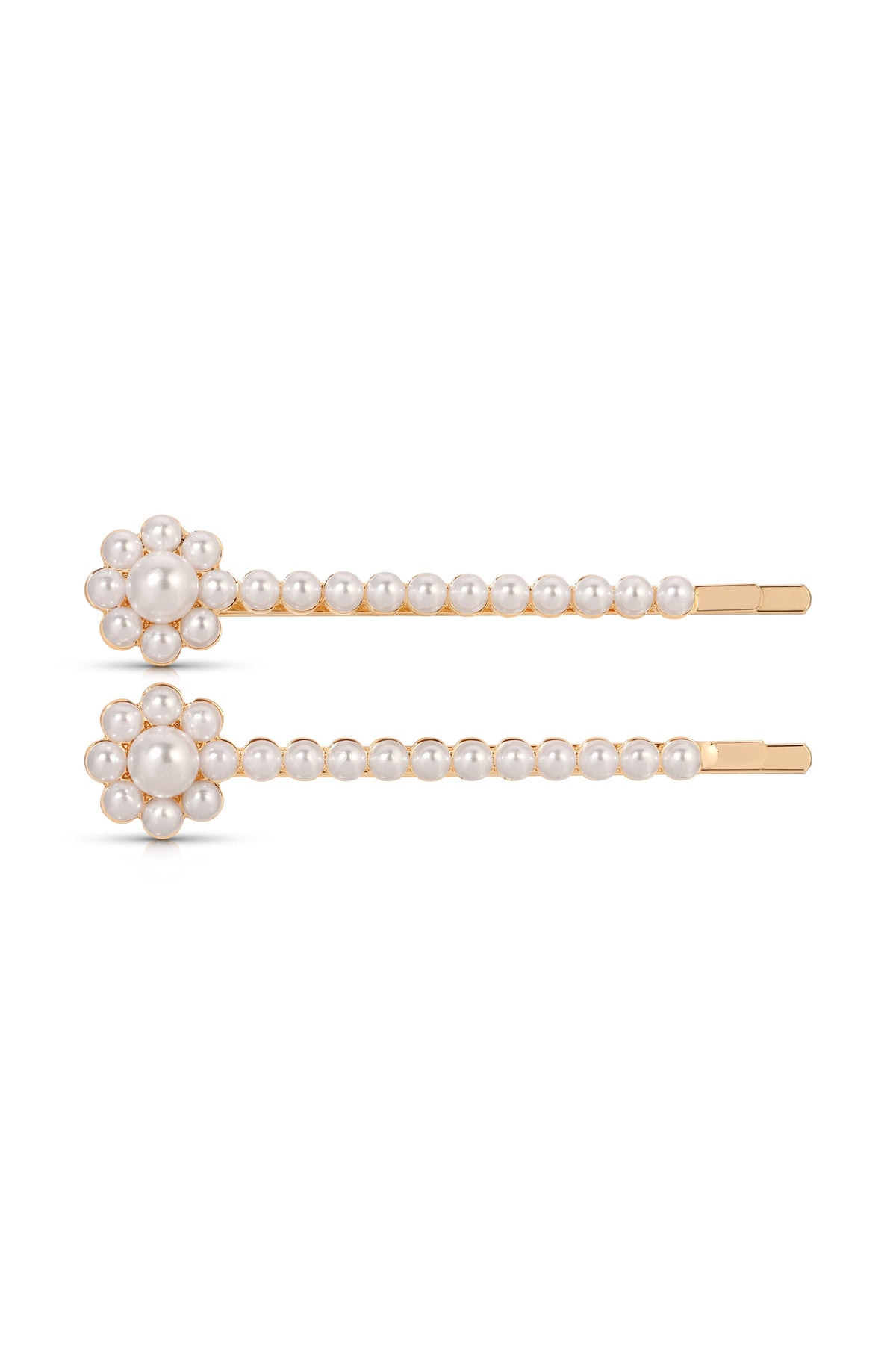 Pearl Flower Hair Pin Set - Pearl with Gold Tone | Ettika