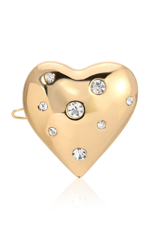 Platinum Love Barrette - Clear Crystal with Gold Tone | Ettika