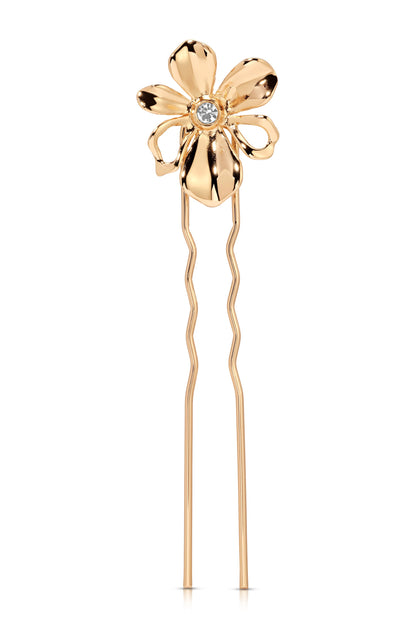 Petals Hair Pin - Clear Crystal with Gold Tone | Ettika