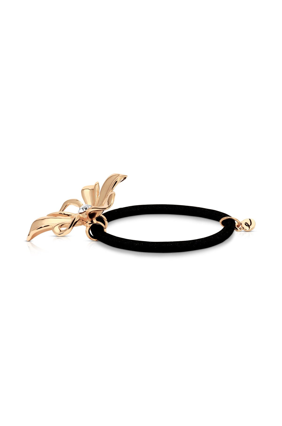 Petals Hair Tie - Gold Tone with Black Elastic | Ettika