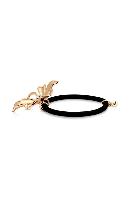 Petals Hair Tie - Gold Tone with Black Elastic | Ettika