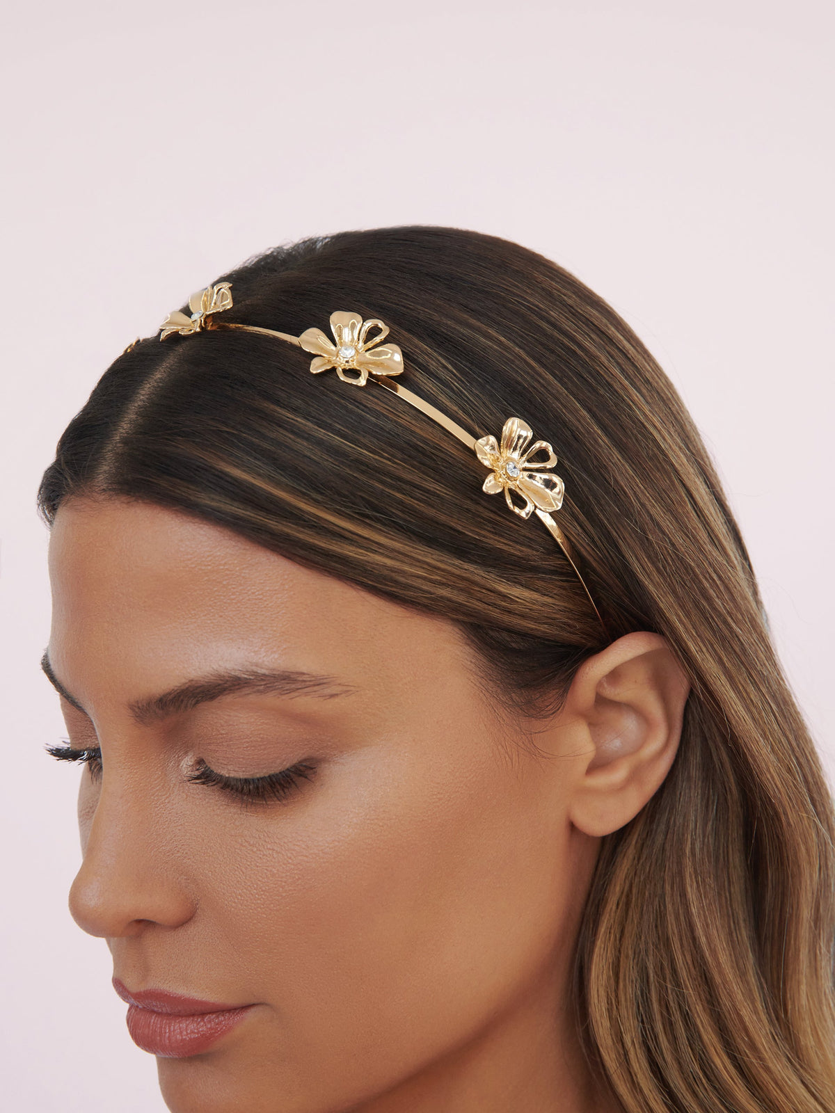 Petals Headband - Clear Crystal with Gold Tone | Ettika
