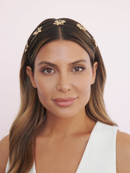 Petals Headband - Clear Crystal with Gold Tone | Ettika