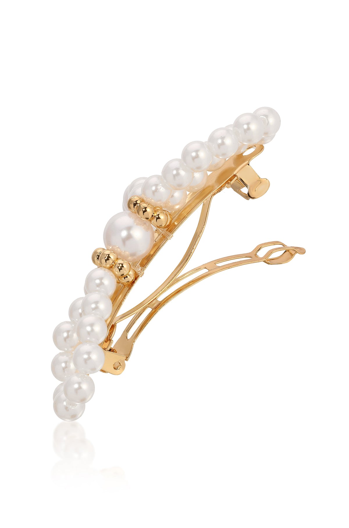 Aurora Pearl Bow Barrette - Pearl with Gold Tone | Ettika