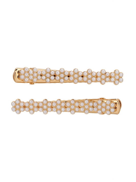 Pearl Cluster Clip Set - Pearl with Gold Tone | Ettika