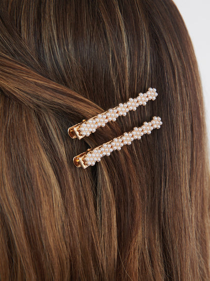 Pearl Cluster Clip Set - Pearl with Gold Tone | Ettika