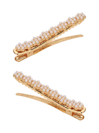 Pearl Cluster Clip Set - Pearl with Gold Tone | Ettika