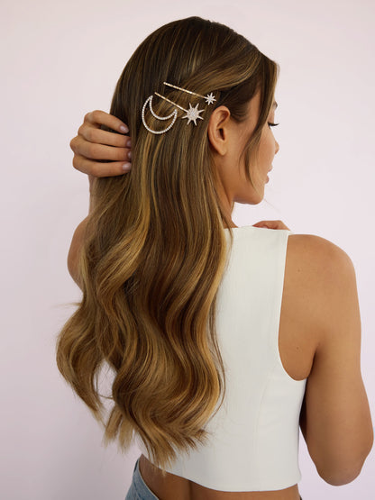 Celestial Dreamer Barrette Set - Clear Crystal with Gold Tone | Ettika