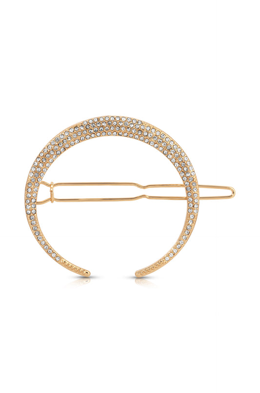 Crystal Crescent Barrette - Clear Crystal with Gold Tone | Ettika