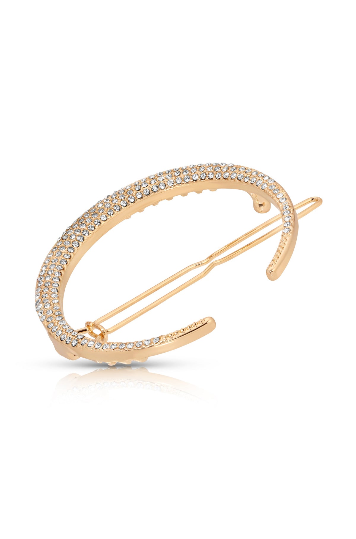 Crystal Crescent Barrette - Clear Crystal with Gold Tone | Ettika