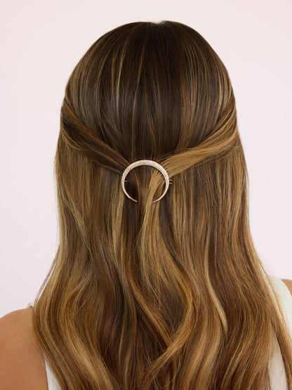 Crystal Crescent Barrette - Clear Crystal with Gold Tone | Ettika