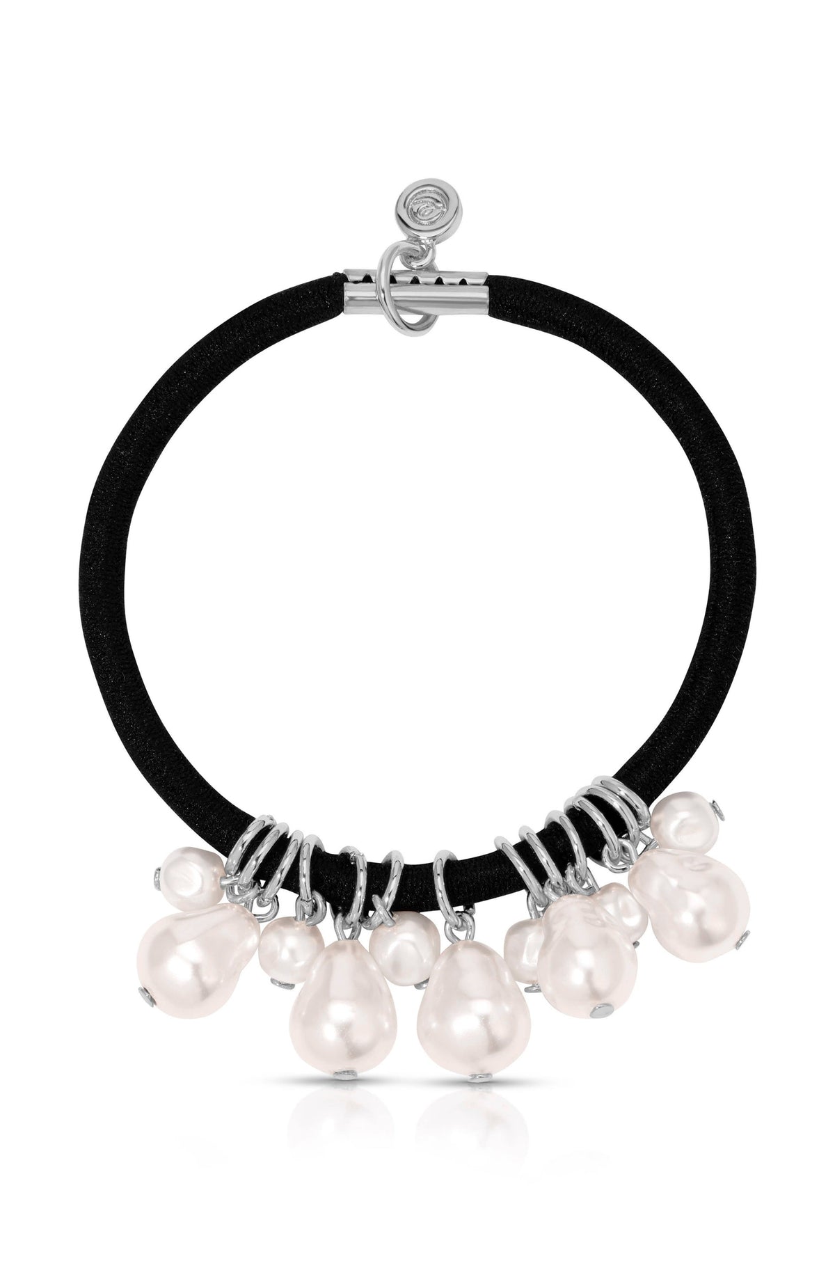 Pearl Charms Hair Tie - Gold Tone with Black Elastic | Ettika