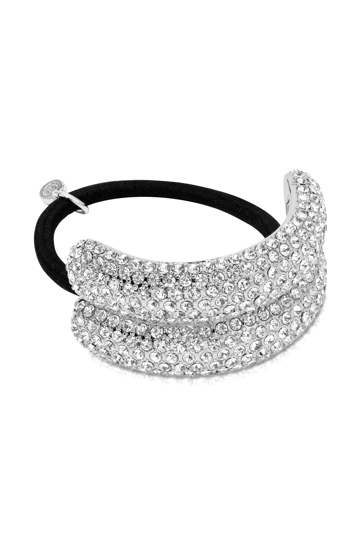Crystal Sparkle Hair Tie - Gold Tone with Black Elastic | Ettika