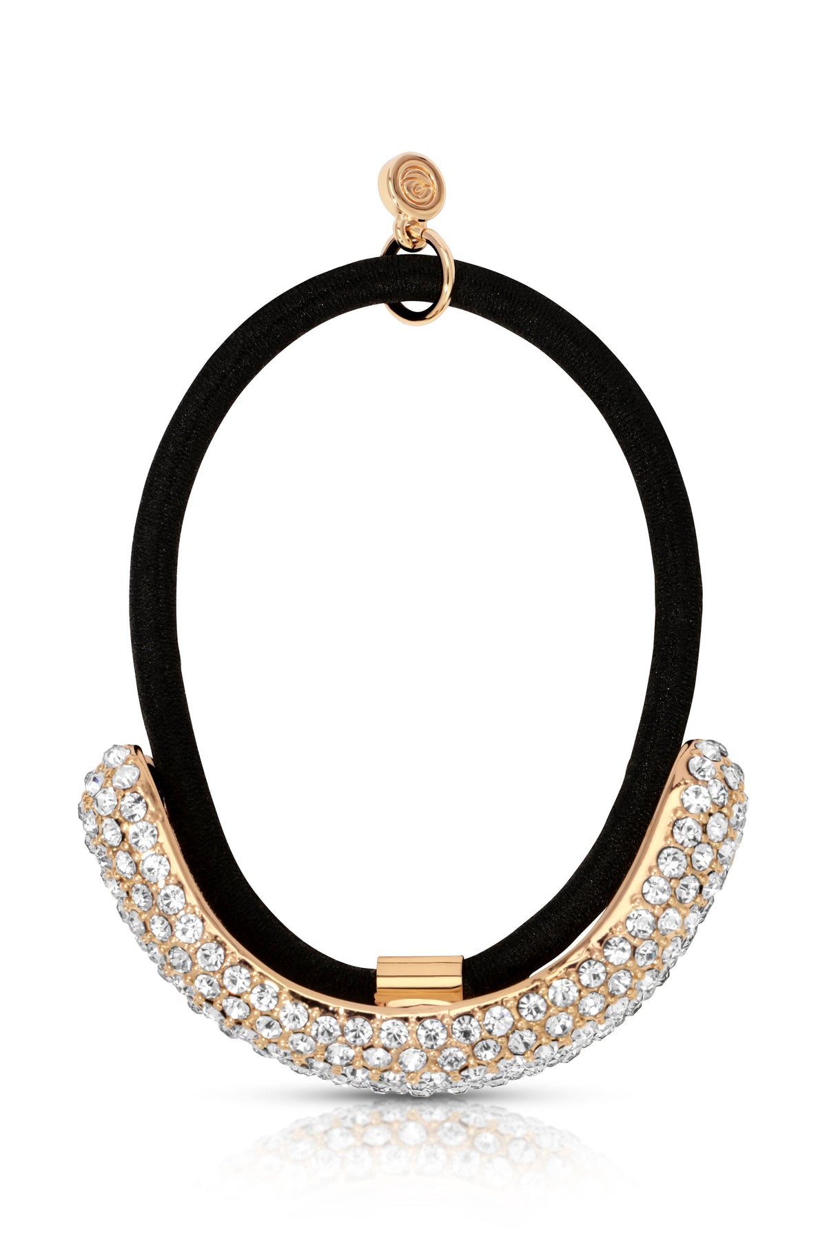Crystal Sparkle Hair Tie - Gold Tone with Black Elastic | Ettika