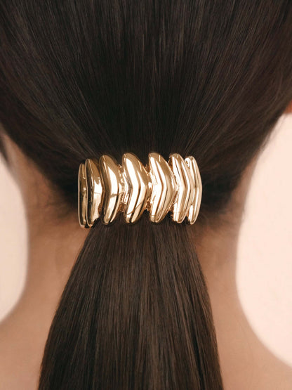 Moderna Hair Tie - Gold Tone with Black Elastic | Ettika