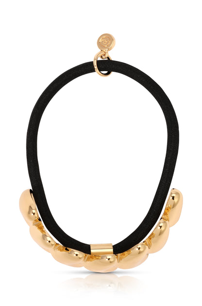 Moderna Hair Tie - Gold Tone with Black Elastic | Ettika