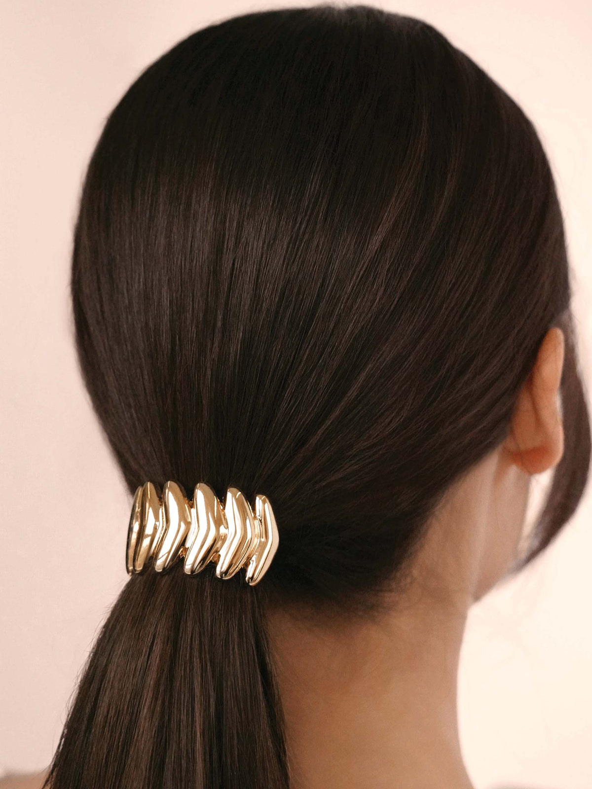 Moderna Hair Tie - Gold Tone with Black Elastic | Ettika