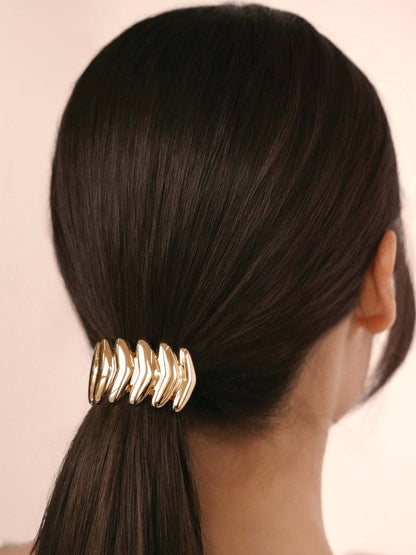 Moderna Hair Tie - Gold Tone with Black Elastic | Ettika