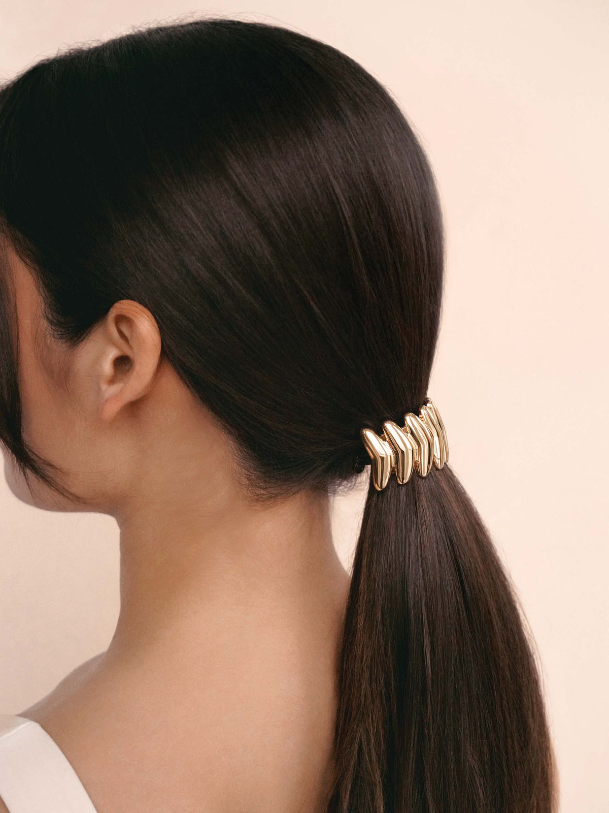 Moderna Hair Tie - Gold Tone with Black Elastic | Ettika
