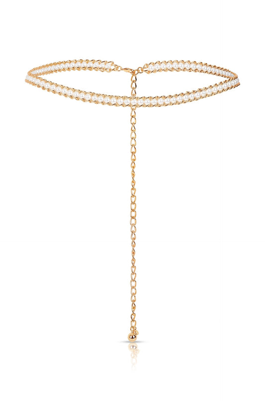 Pearl Row Waist Chain - Gold Tone | Ettika