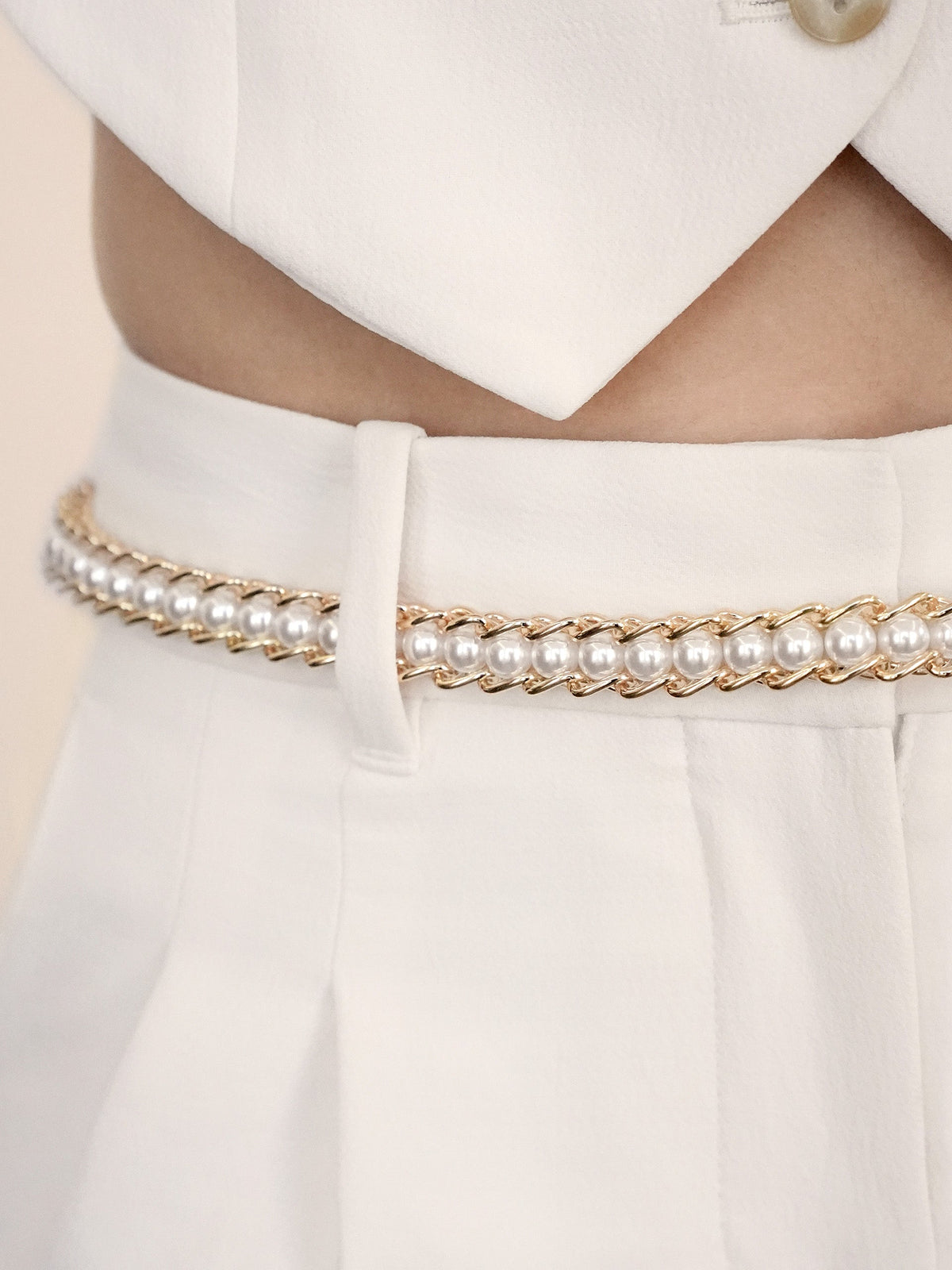 Pearl Row Waist Chain - Gold Tone | Ettika