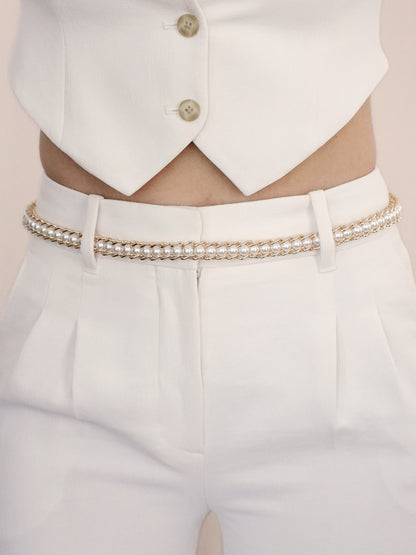 Pearl Row Waist Chain - Gold Tone | Ettika