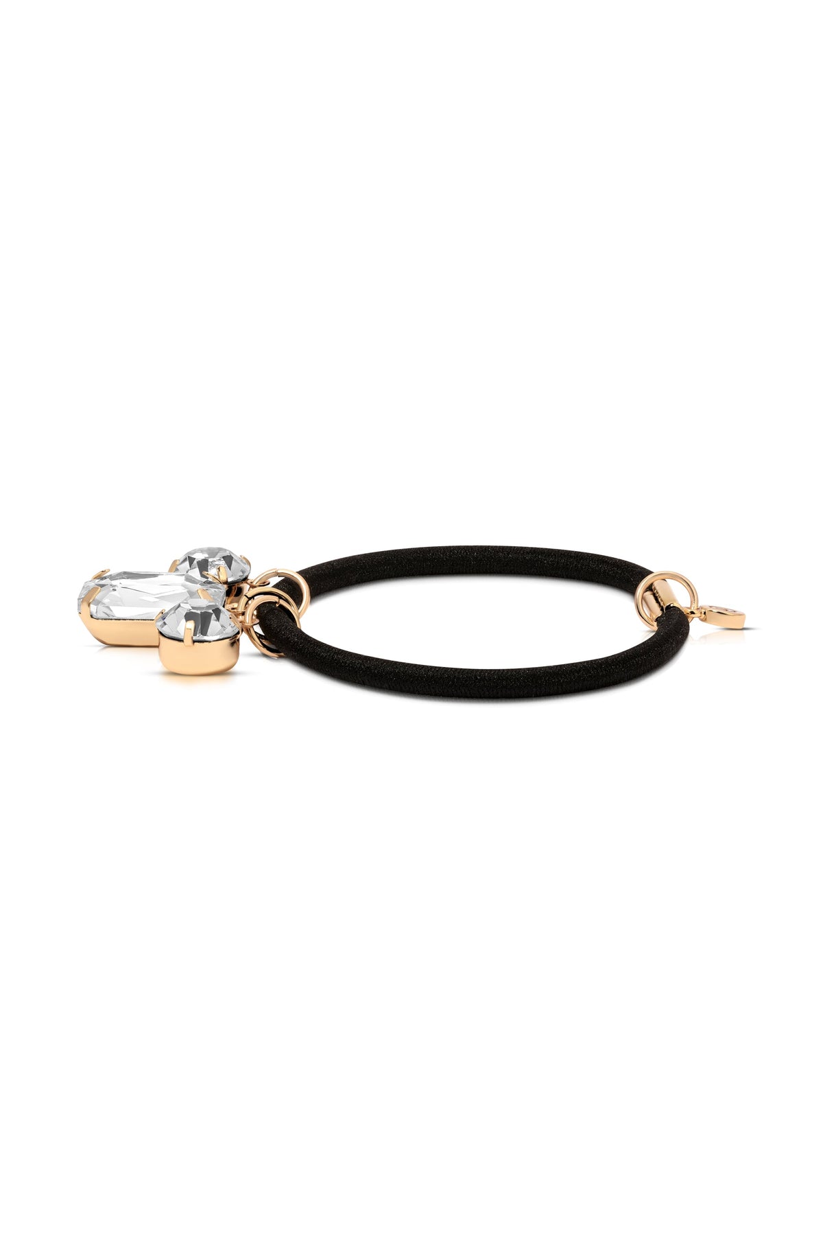 Crystal Dangle Hair Tie - Silver with Black Elastic | Ettika